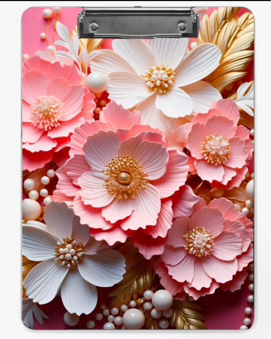Pink Flower Clipboard